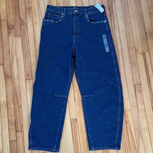 NWT GAP High Rise Studded Barrel Jeans - Picture 3 of 8